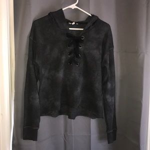 American Eagle Boxy-fit Laced-up Crop Hoodie